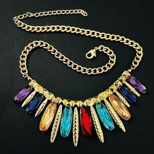 Multicolor Rhinestone Statement Collar Necklace Cleopatra Colorful Gold To 4170